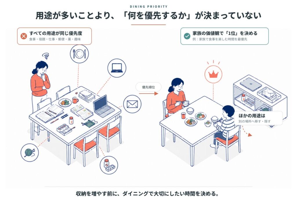ひとつの食卓が抱える用途の多さ
