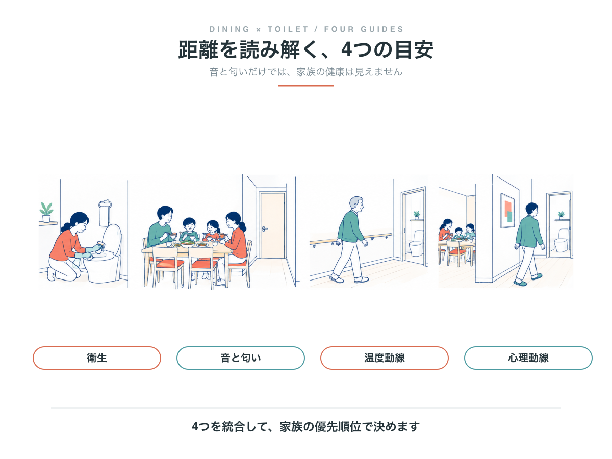 ダイニングとトイレの距離を読み解く4つの目安。衛生、音と匂い、温度動線、心理動線